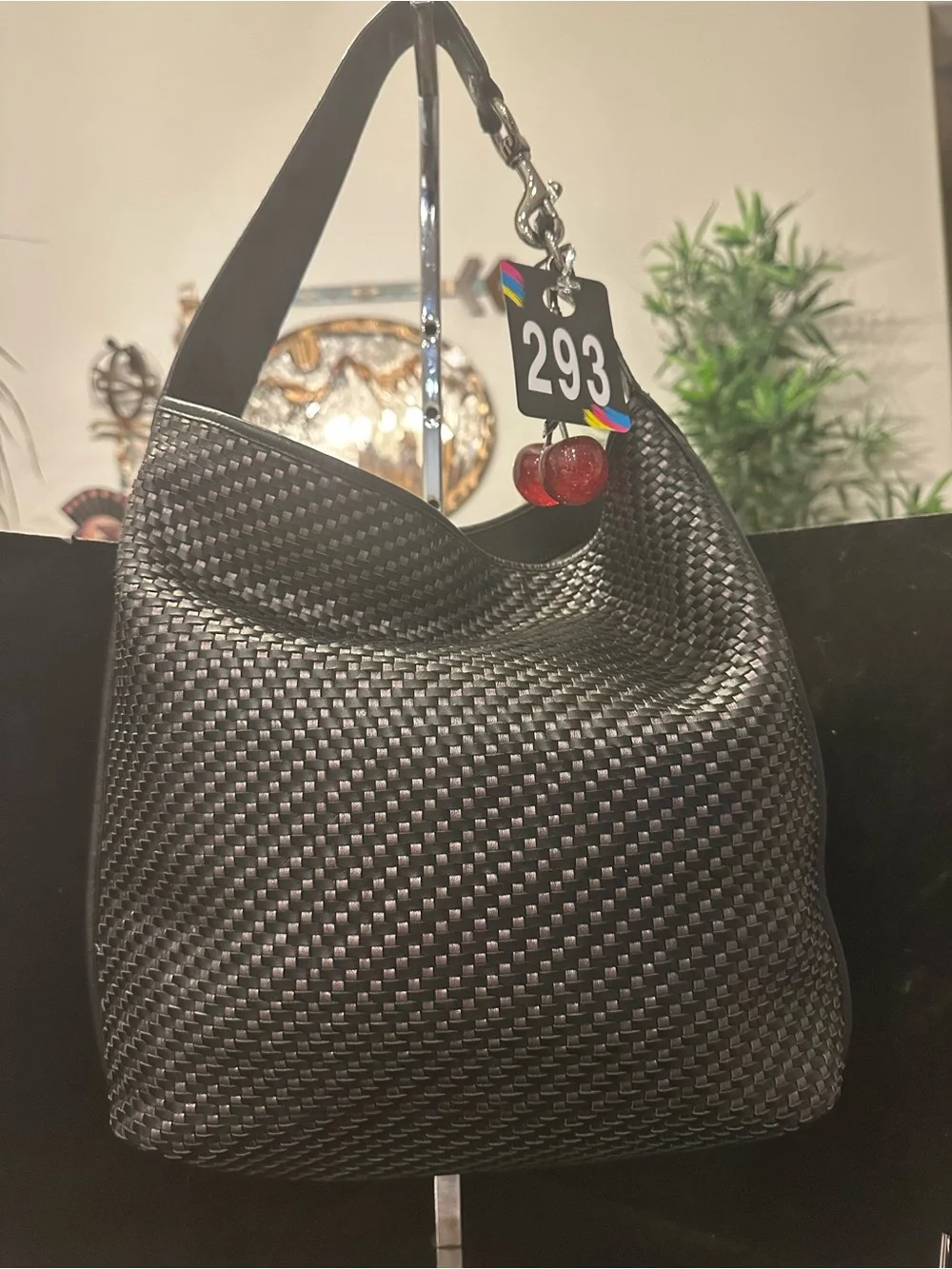 Coach #293 Park Avery Black Woven Shoulder Hobo Bag